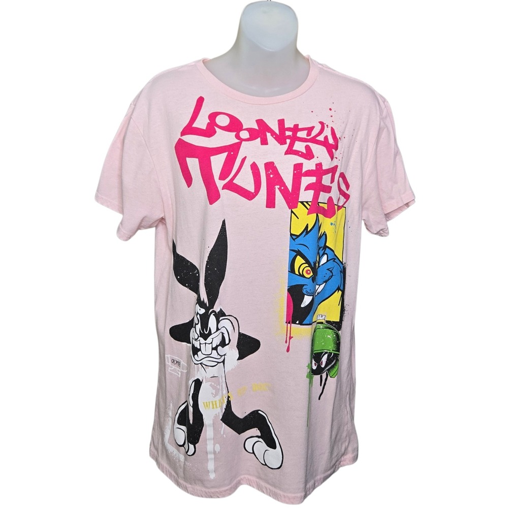 Looney Tunes Womens Edgy Graphic Tee Shirt Size Large Bugs Bunny Retro Chaotic